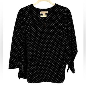 Michael Kors Classic Black & White Polka Dot Printed Top Work Dress, Size Medium